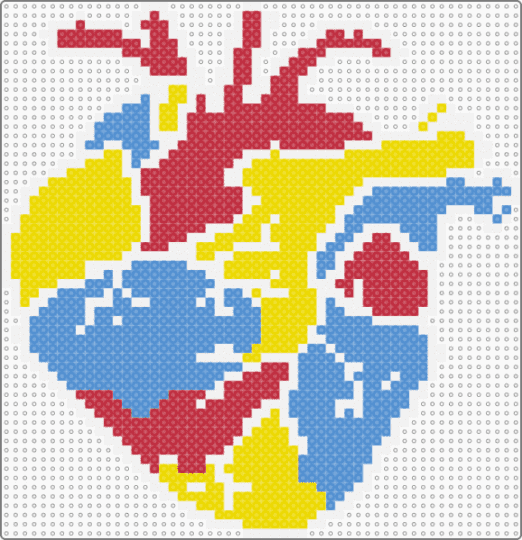 Silly Heart - heart,anatomical,yellow,light blue,anatomy,anatomical heart,primary colors,silly,kidcore