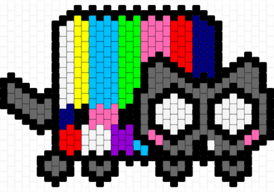 tripped out nyan cat but with pony beads - gray,light blue
