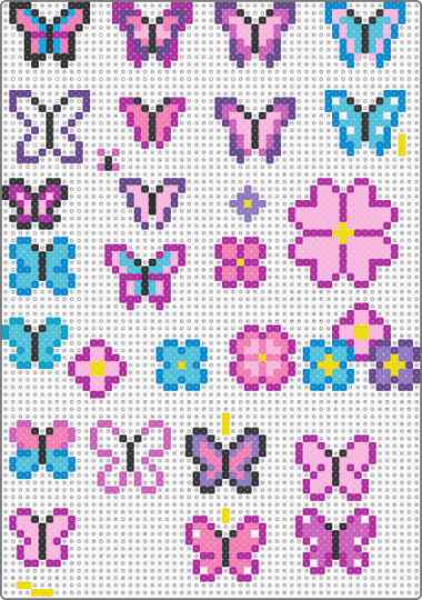 Small Flowers & Butterflies - pink