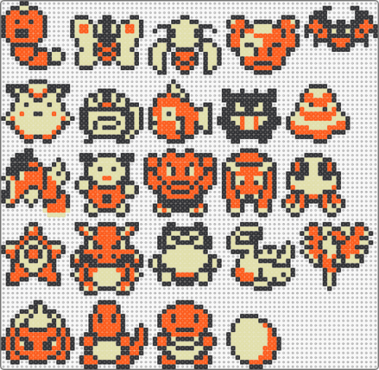 pokemon menu sprites 2 perler edit - yellow,orange