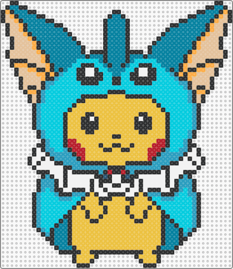 Poncho Pikachu Cosplay vaporeon - pikachu,vaporeon,costume,character,cute,pokemon,anime,cosplay,animal,video game,gaming,yellow,light blue,teal