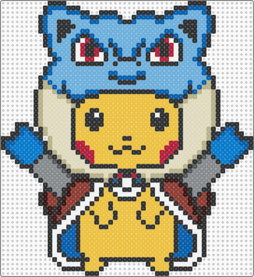 Poncho Pikachu Cosplay Blastoise - blue,light blue,beige,yellow