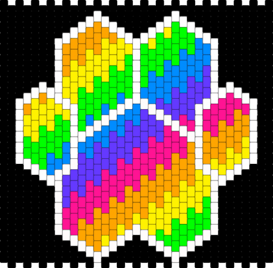Paw bag panel - orange,yellow,green,pink