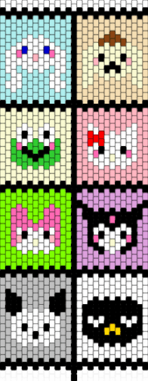Sanrio progress - white,pink,beige,light blue,colorful