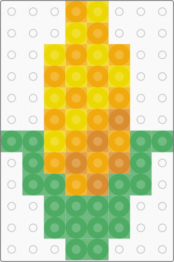 Kawada Perler Small Corn - easy, food, green, orange, tiny, vegetable, veggies, yellow