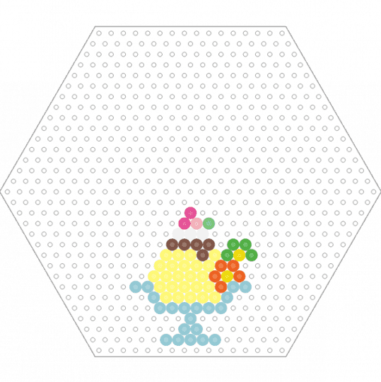 Kawada Perler Small Flan (Hexagon) - light blue,yellow,tiny,mini,dessert,japanese,food,cotdfoodfestival
