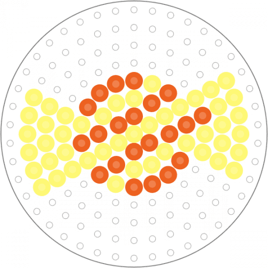 Kawada Perler Wrapped Candy (Circle Pegboard) - dessert, orange, small, stripes, sweets, yellow