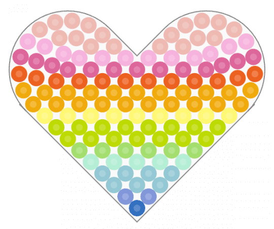 Kawada Perler Rainbow Heart Horizontal - beige, cute, green, love, orange, pastel, pink, stripes