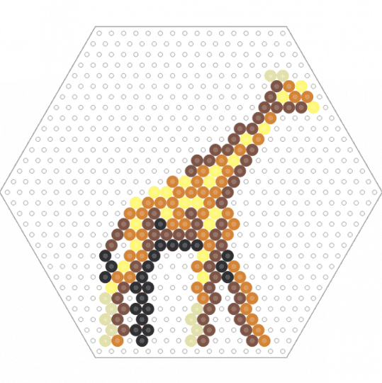 Giraffe (Hexagon Pegboard) - animal, brown, fuse beads, nature, orange, perler, safari, tan