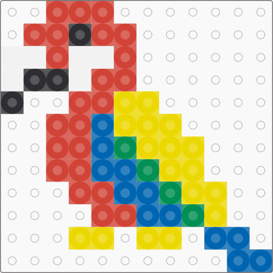Kawada Perler Mini Parrot - red,yellow,small,tiny,bird,animal,pet
