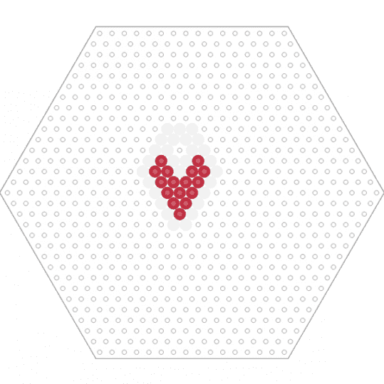 Heart Pendant (Hexagon Board) - charm, easy, fuse beads, keychain, love, perler, red, simple, white