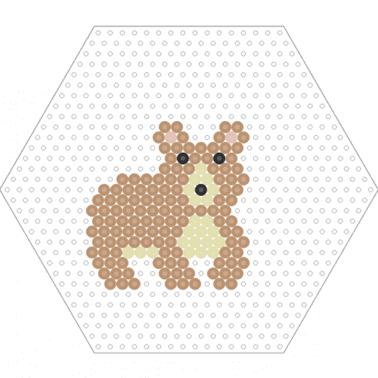 Brown Bear (Hexagon Board) - animal, beige, brown, fuse beads, nature, perler, tan