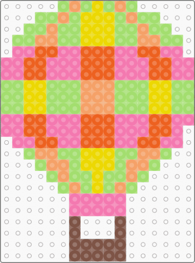Kawada Perler Gingham Hot Air Balloon - pink,green,orange,plaid,yellow