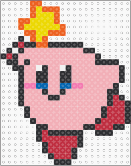 Kawada Perler Kirby with Star Rod - red,beige,pink,cute,kawaii,nintendo