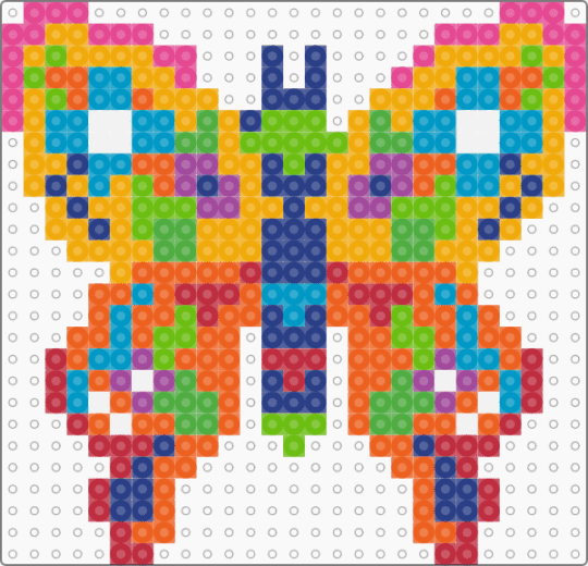Perler Colorful Butterfly - animal, bug, colourful, cute, fuse beads, insect, nature, orange, trippy