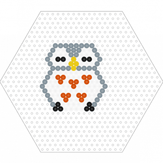 Hama Owl (Hexagon Board) - animal, bird, easy, fuse bead, gray, nature, perler, simple, white