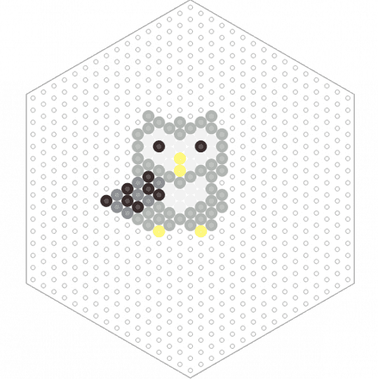 Owl (Hexagon Board) - animal, beige, bird, fuse beads, gray, grey, nature, perler, small