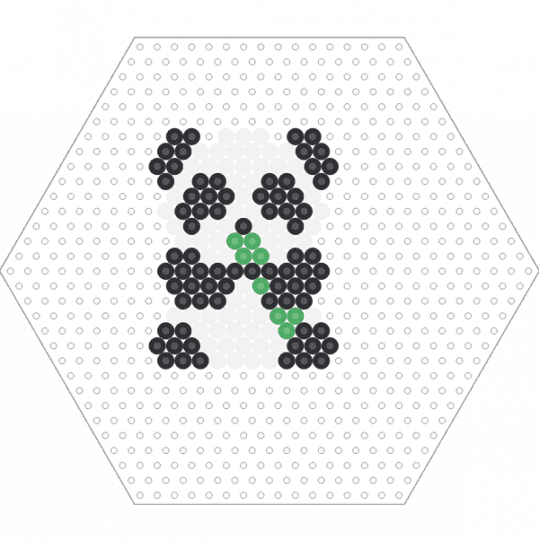 Panda with Bamboo (Hexagon Board) - animal, bear, black and white, fuse beads, nature, perler, white