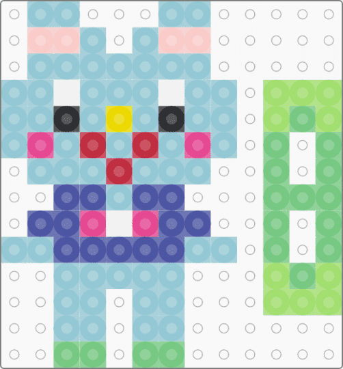 Kawada Perler Small Bear Standee - purple,light blue,teal,tiny,mini,animal,3d,blue