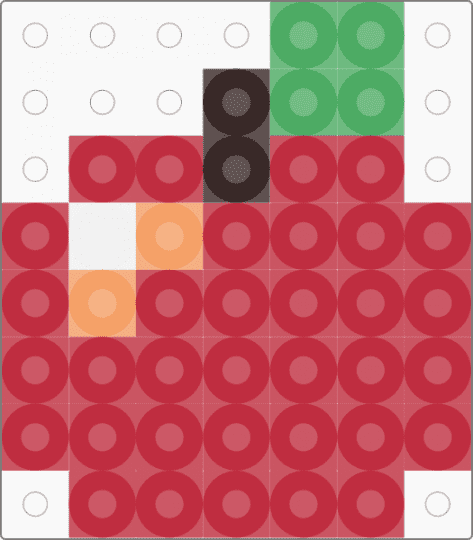 Kawada Perler Tiny Apple - easy, food, fruit, red, small