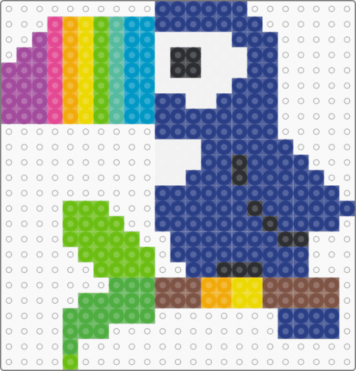 Perler Rainbow Toucan - animal, bird, blue, colorful, colourful, cute, fuse beads, green, nature, rainbows