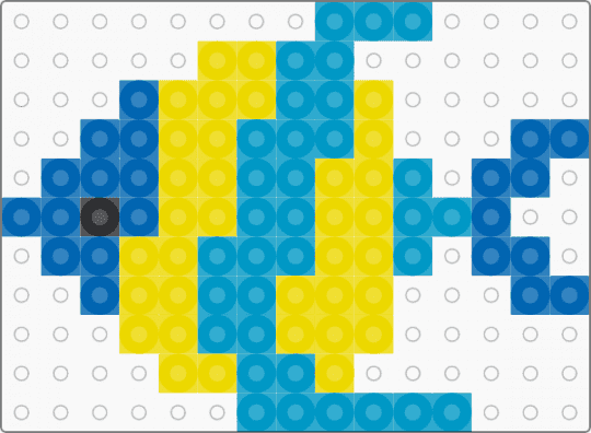 Kawada Perler Blue Angelfish - yellow,light blue,animal,nature,fish,aquatic,sea,small