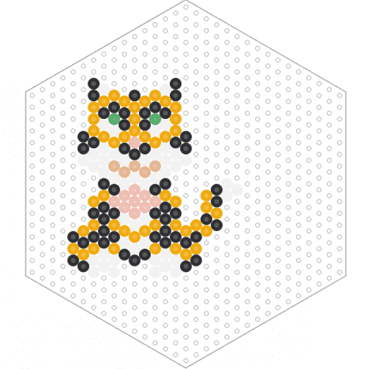 Sitting Tiger (Hexagon Board) - animal, cat, cute, fuse beads, nature, orange, perler, stripes