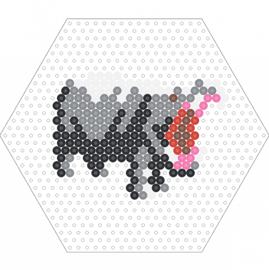 Open Mouth Hippo (Hexagon Board) - animal, fuse beads, gray, hippopotamus, nature, perler, safari