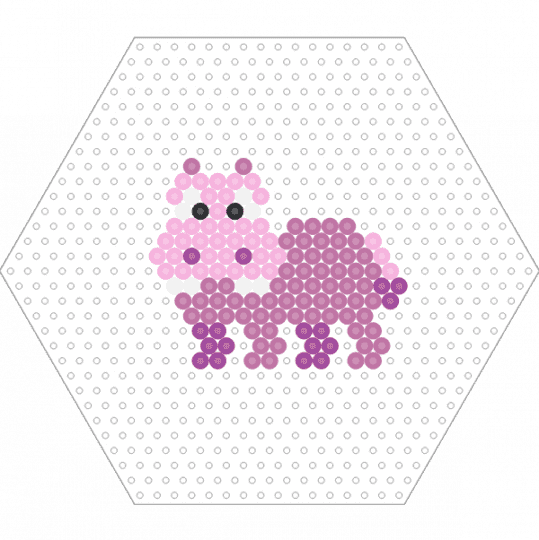 Hippo (Hexagon Board) - animal, fuse beads, hippopotamus, nature, perler, pink, purple