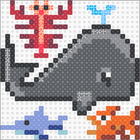 Perler Lobster, Whale, Swordfish, & Piranha - aquatic, blue, fish, fuse beads, gray, orange, sea life, small