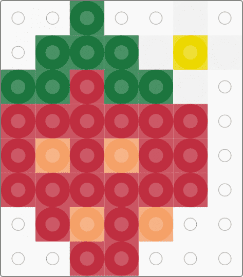 Kawada Perler Tiny Strawberry + Flower - berry, easy, food, fruit, green, red, small
