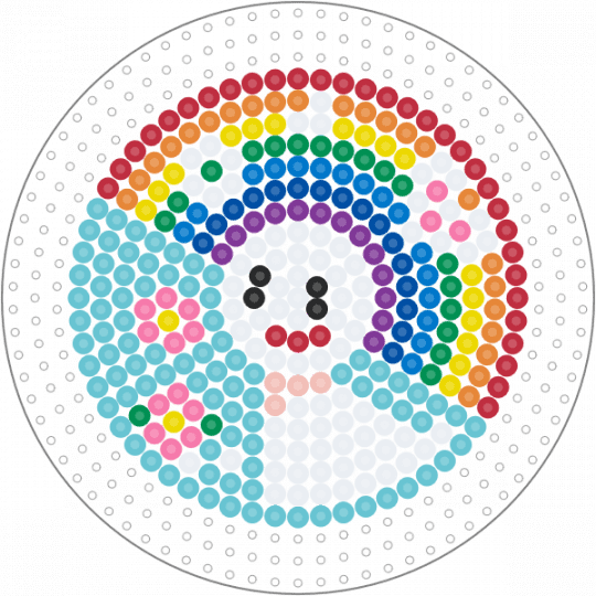 Rainbow & Teru Teru Bozu (Circle Board) - blue, fuse bead, japanese, light blue, mini fuse beads, perler, pink, rain, red, round, small, spring