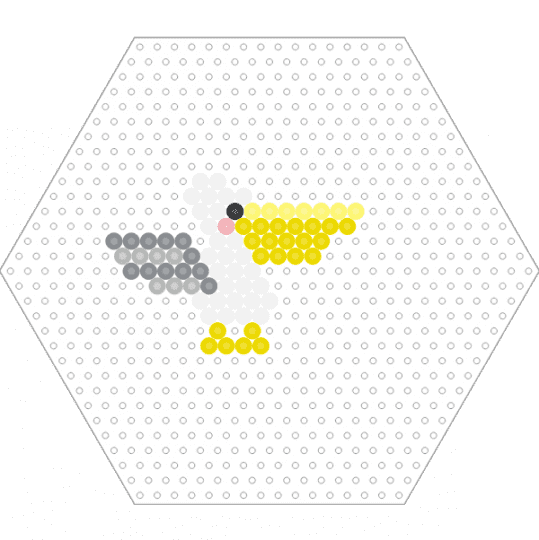 Pelican (Hexagon Board) - animal, bird, fuse beads, nature, perler, small, white, yellow