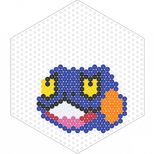 Croagunk Head (Hexagon Board) - blue, character, frog, fuse bead, nintendo, perler, pokemon, purple, video game