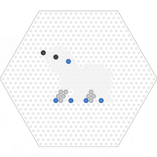 Polar Bear (Hexagon Board) - animal, arctic, beige, blue, fuse beads, nature, perler, white