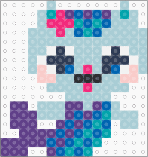 Kawada Perler Mercat (Gabby's Dollhouse) - light blue,purple,small,cat,blue,mermaid