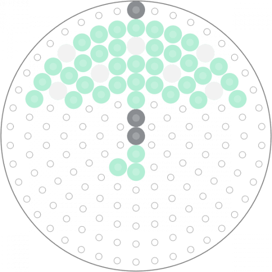 Kawada Perler Umbrella (Circle Pegboard) - cute, green, light blue, pastel, rain, small