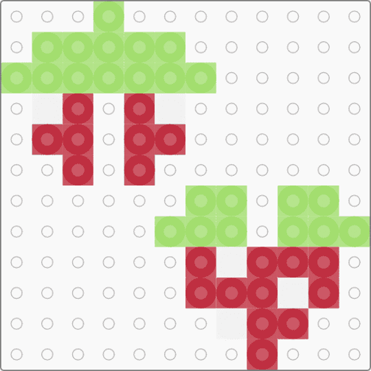 Kawada Perler Mini 3D Strawberry - green,red,small,tiny,fruit,food,cute