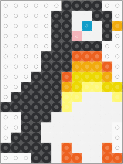 Kawada Perler Penguin - white,orange,yellow,small,bird