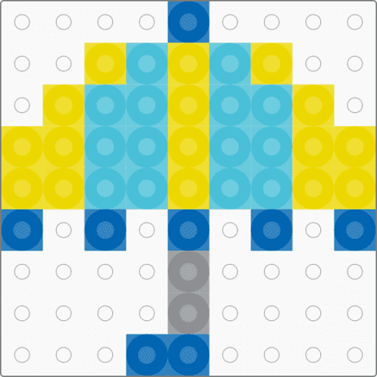 Kawada Perler Tiny Umbrella - yellow,light blue,blue,small,mini,rain