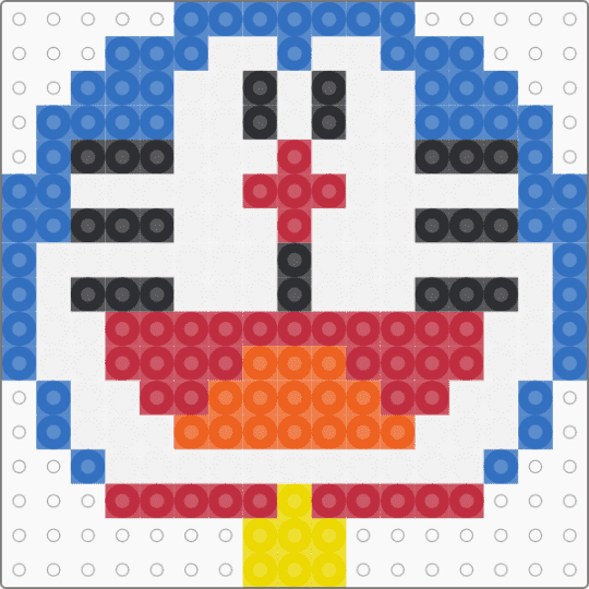 Kawada Perler Doraemon Head - blue,red,small,kawaii,cute,anime