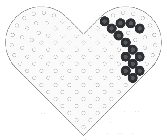 Kawada Perler Eighth Note (Heart Pegboard) - black, music, music note, small, tiny