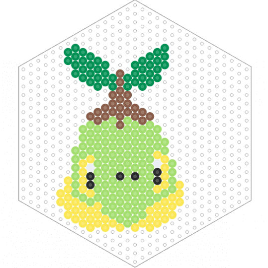 Turtwig Head (Hexagon Board) - character, fuse bead, green, nintendo, perler, pokemon, starter, video game