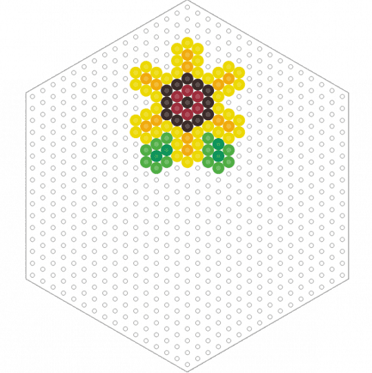 Kawada Perler Sunflower (Hexagon Board) - yellow,small,flower,nature