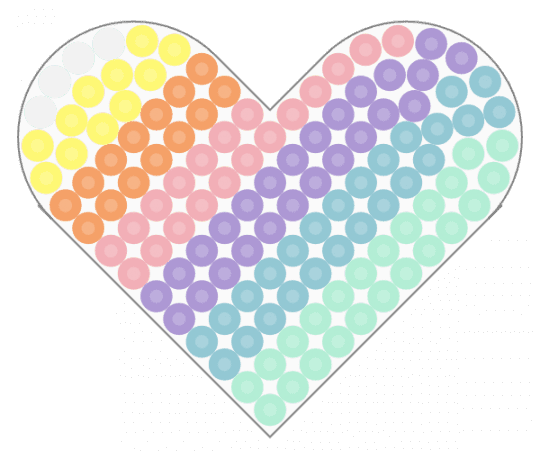 Kawada Perler Pastel Rainbow Heart - cute, light blue, love, pink, stripes