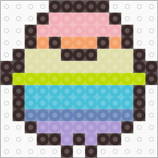 Kawada Perler Tapioca (Rainbow) Sumikko Gurashi - brown, character, cute, fuse bead, kawaii, light blue, pastel, rainbow, san x, small, yellow