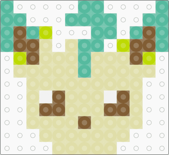 Kawada Perler Leafeon - teal,yellow,pokemon,pkmn,small