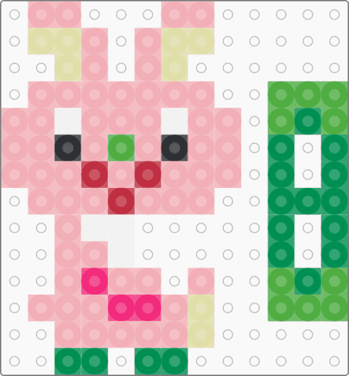 Kawada Perler Small Bunny Standee - green,beige,tiny,mini,animal,3d,rabbit,pink,pet
