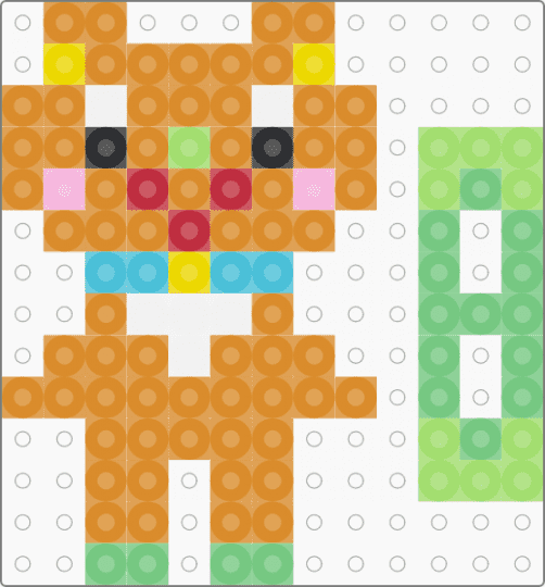 Kawada Perler Small Cat Standee - orange,teal,tiny,mini,animal,pet,3d