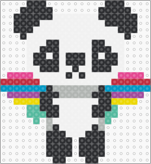 Perler Panda with Rainbow Wings - animal, bear, colorful, colourful, cute, fuse beads, light blue, nature, pink, rainbows, white